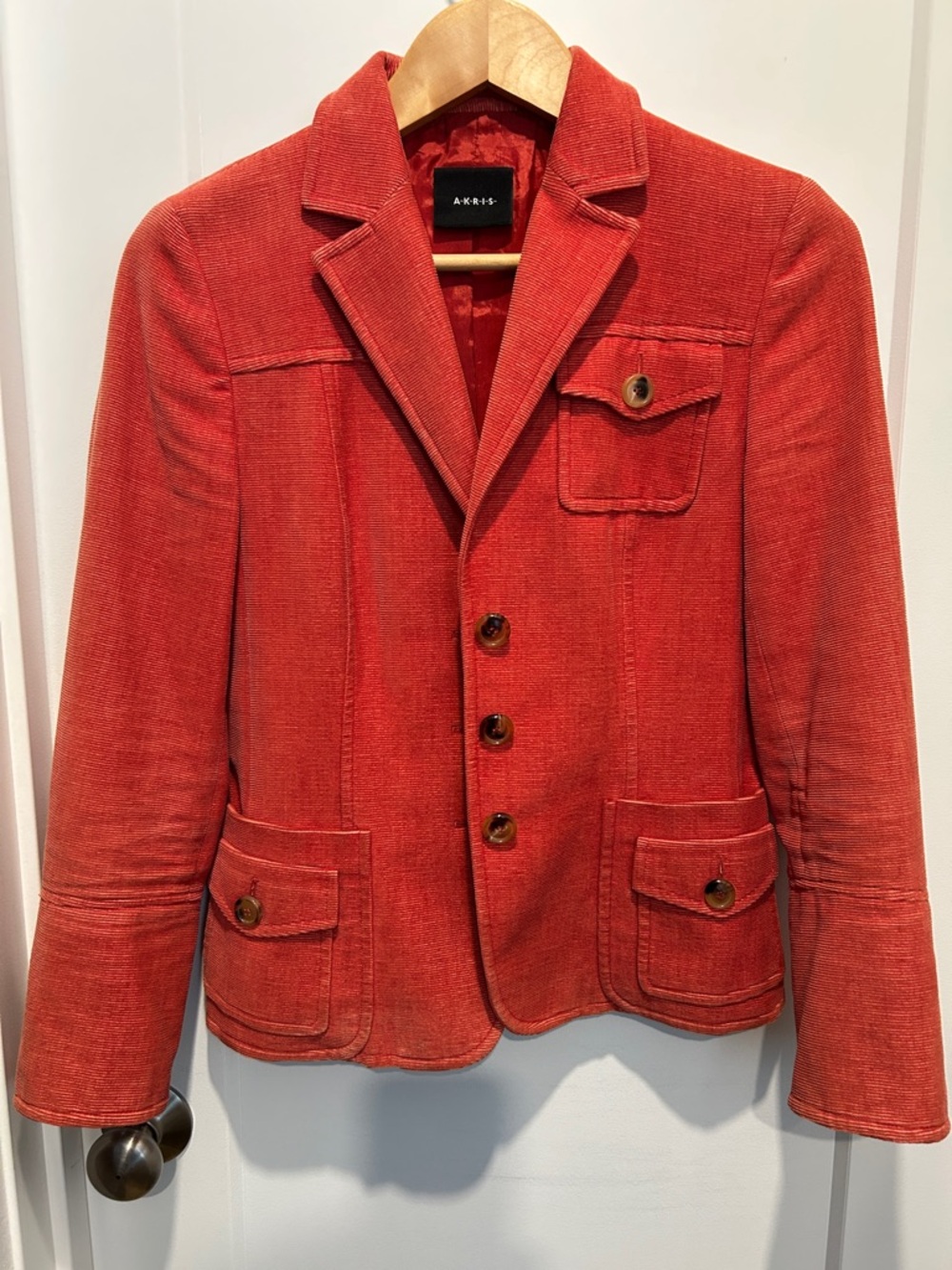 Akris coral color corduroy blazer sz 6